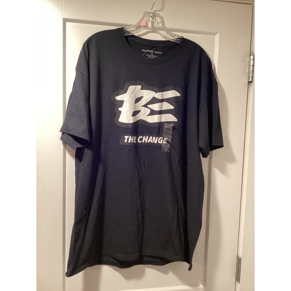 Houston White Mens XL Black Be The Change Graphic T-Shirt Short Sleeve Cotton‎